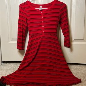 Girls red and black stripes justice long sleeve dress